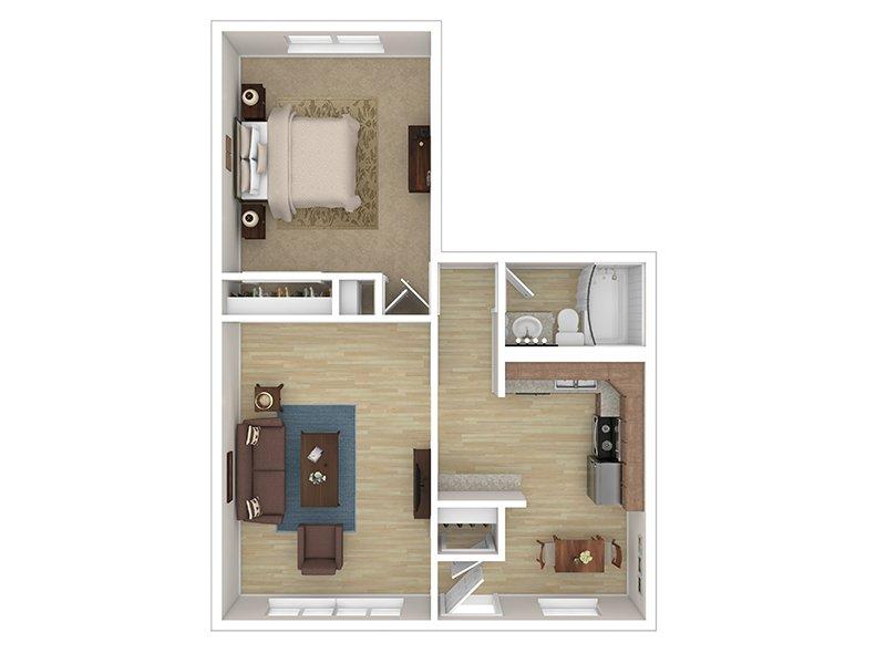 Cascade Ridge UT Apartments Floor Plan 1 Bedroom 1 Bathroom