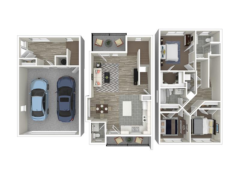 Lincoln Station Apartments Floor Plan 3 Bedroom Townhouse End