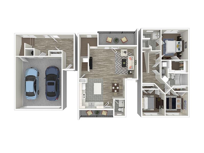 Lincoln Station Apartments Floor Plan 3 Bedroom Townhouse Middle