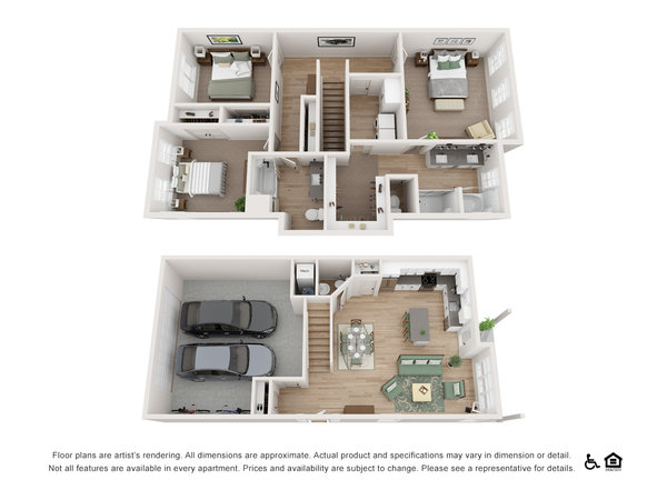 3x2TH-1752 Floorplan at Aria Townhomes and Apartments