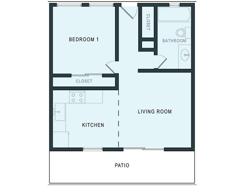 Aloha Apartments Floor Plan 1 BEDROOM
