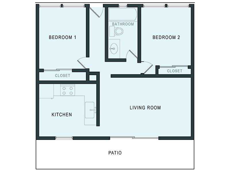 Aloha Apartments Floor Plan 2 BEDROOM