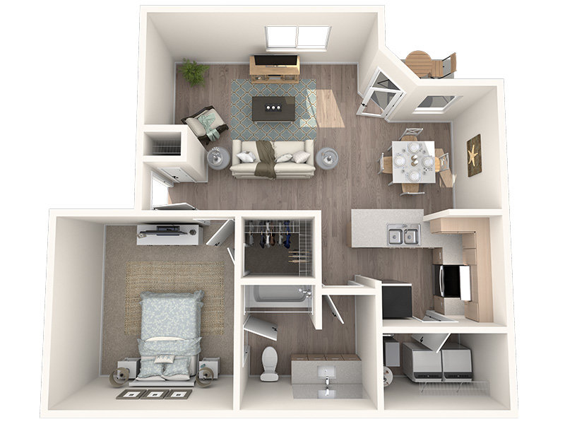 1 Bedroom floor plan at Lakeside Village