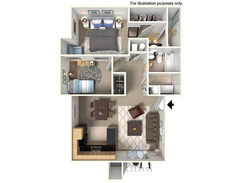 View floor plan image of 2 Bedroom 2 Bath apartment available now