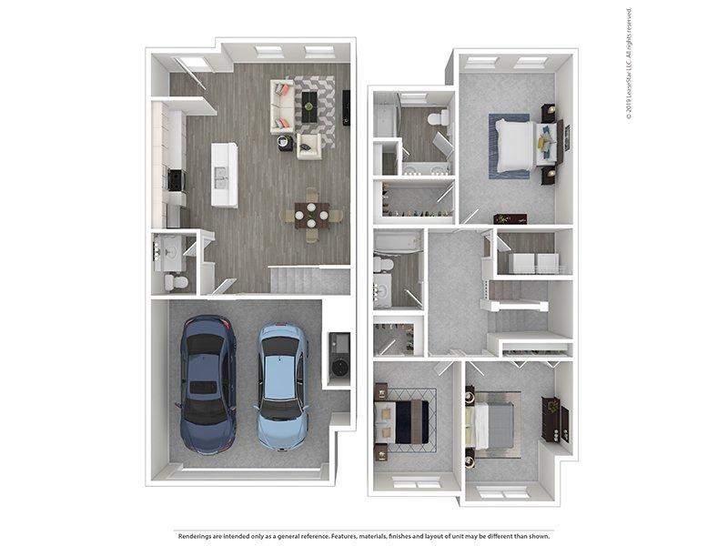 Meadows at Park Avenue Apartments Floor Plan 3x2 Townhome