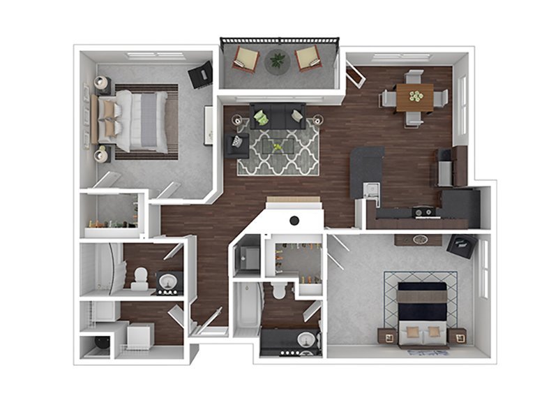 View floor plan image of 2 BEDROOM 2 BATH D apartment available now