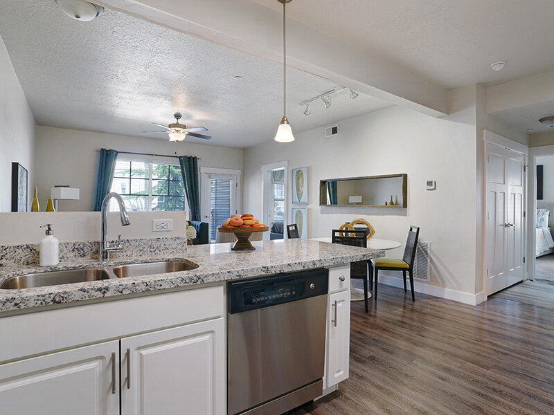 Kitchen Area with Ceiling Light | Draper Village