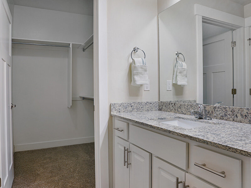 Bathroom with Marble Styled Counter | Draper Village