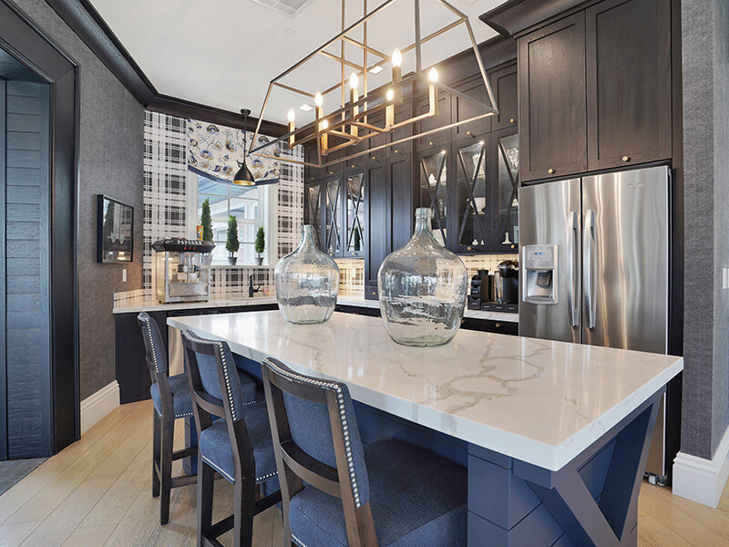 Community Kitchen with Fridge and Wood Styled Flooring | Draper Village