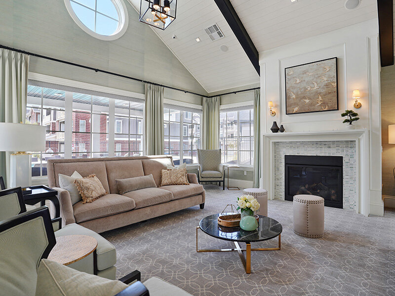 Community Seating with Fireplace and Windows | Draper Village