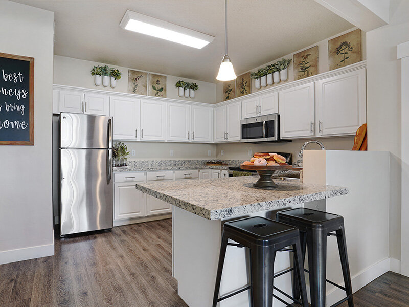 Apartment Kitchen with Ceiling Light | Draper Village
