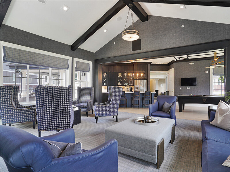 Community Seating with Television and Windows | Draper Village