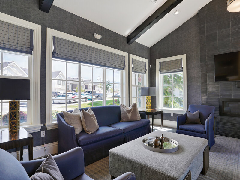 Community Clubhouse with Seating and Windows | Draper Village