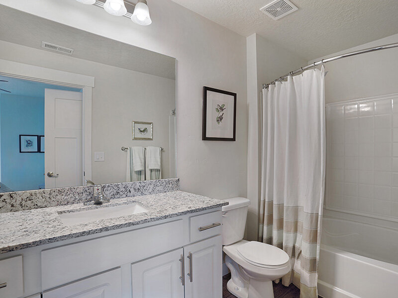 Bathroom with Mirror Shower/Tub | Draper Village