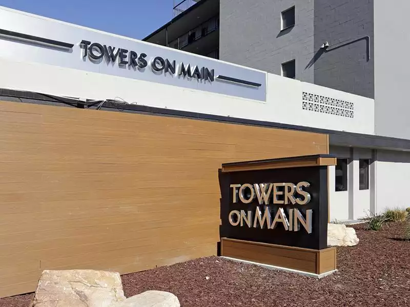 Welcome Sign | Towers on Main