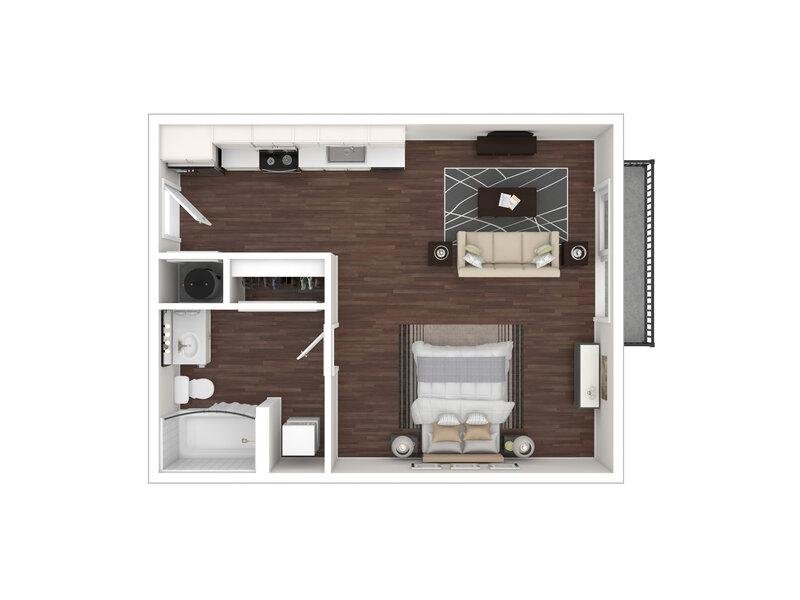 Studio Floor Plan at theOlive Apartments