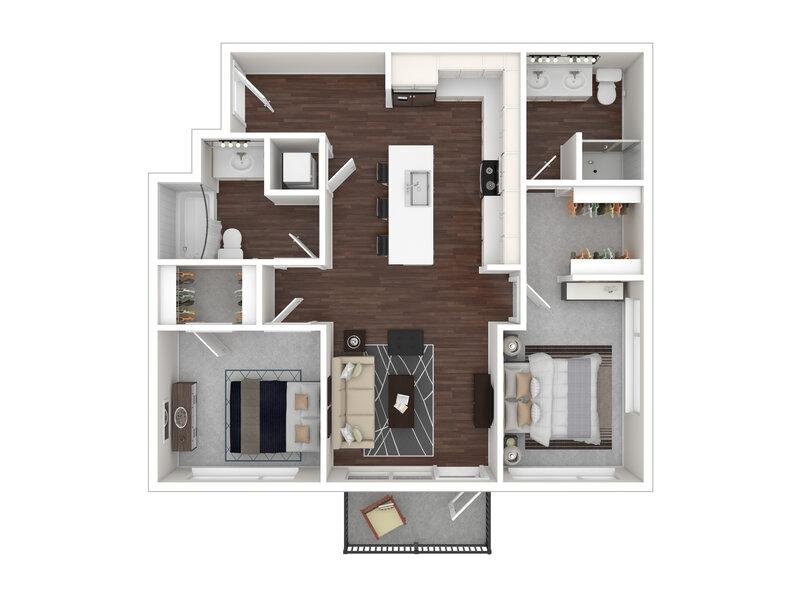 2x2C Floor Plan at theOlive Apartments