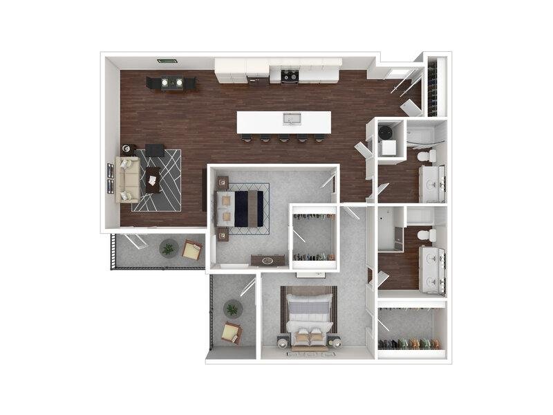 2x2D Floor Plan at theOlive Apartments