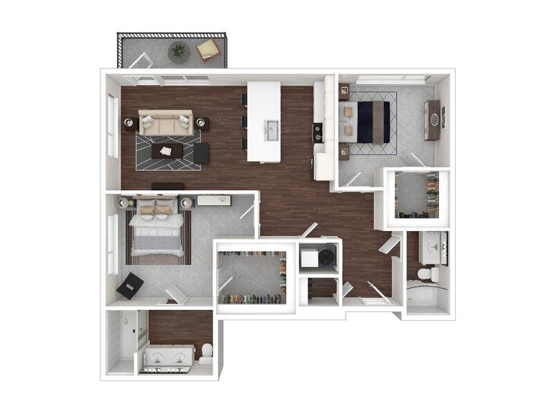 2x2B Floor Plan at theOlive Apartments