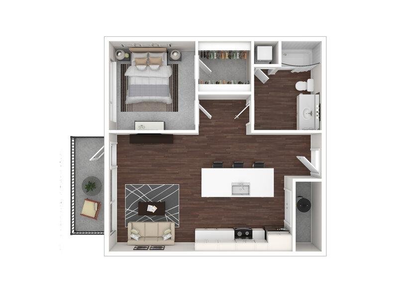 1X1 Floor Plan at theOlive Apartments