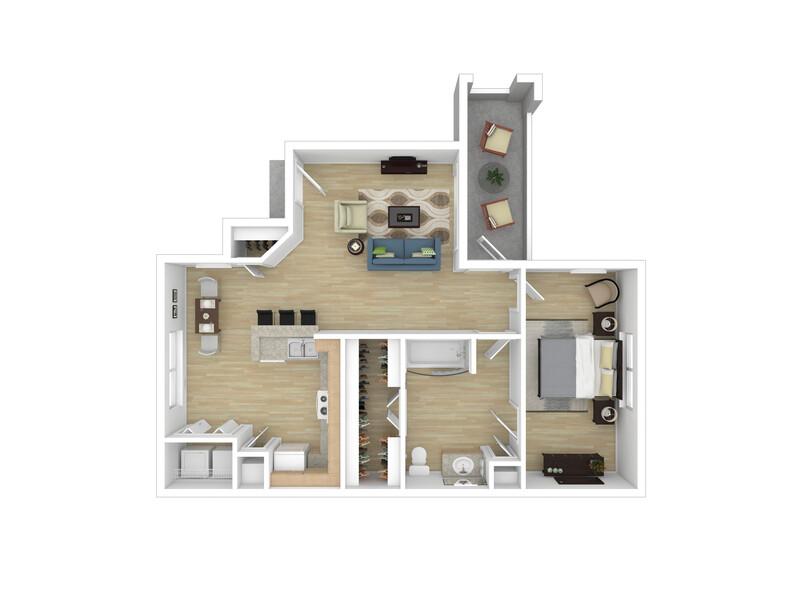 Summit at Benavides Park Apartments Floor Plan 1x1 - 745
