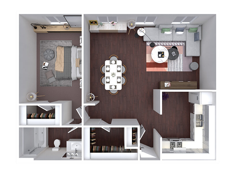 Ben Albert Apartments Floor Plan 1 Bedroom