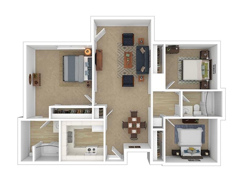 3 Bedroom floor plan at Canterbury Apartments