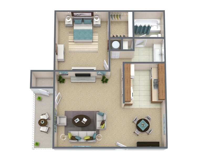 1 Bedroom 1 Bathroom floor plan at Tuscany Cove