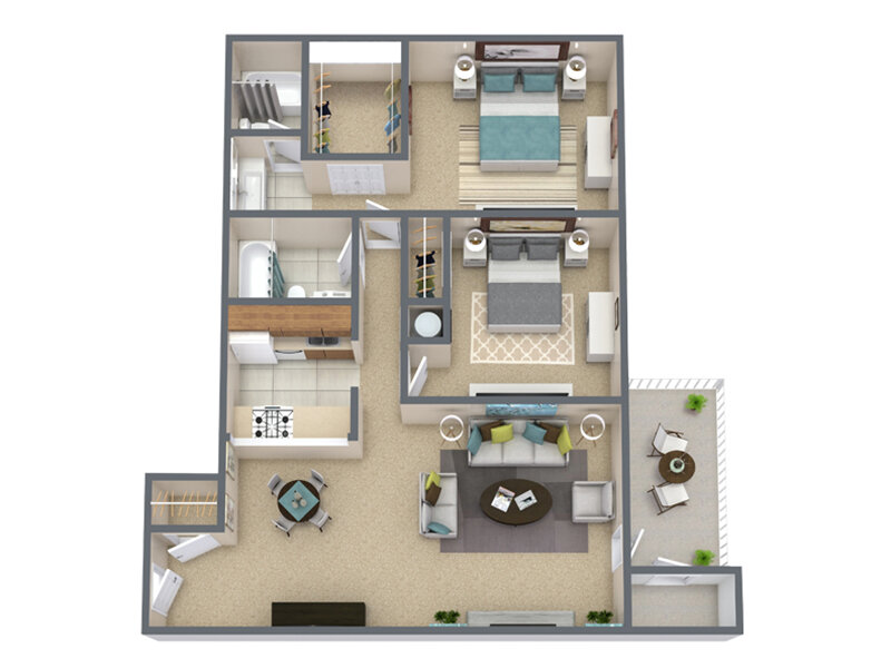 2 Bedroom 2 Bathroom floor plan at Tuscany Cove