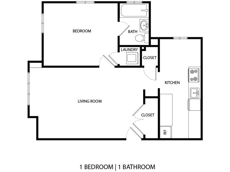 View floor plan image of 1 Bedroom A apartment available now