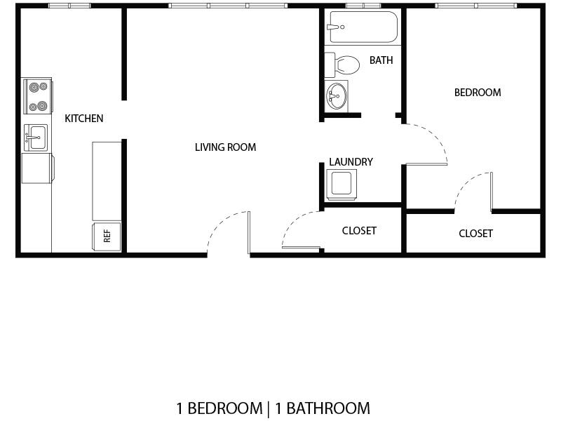 View floor plan image of 1 Bedroom B apartment available now