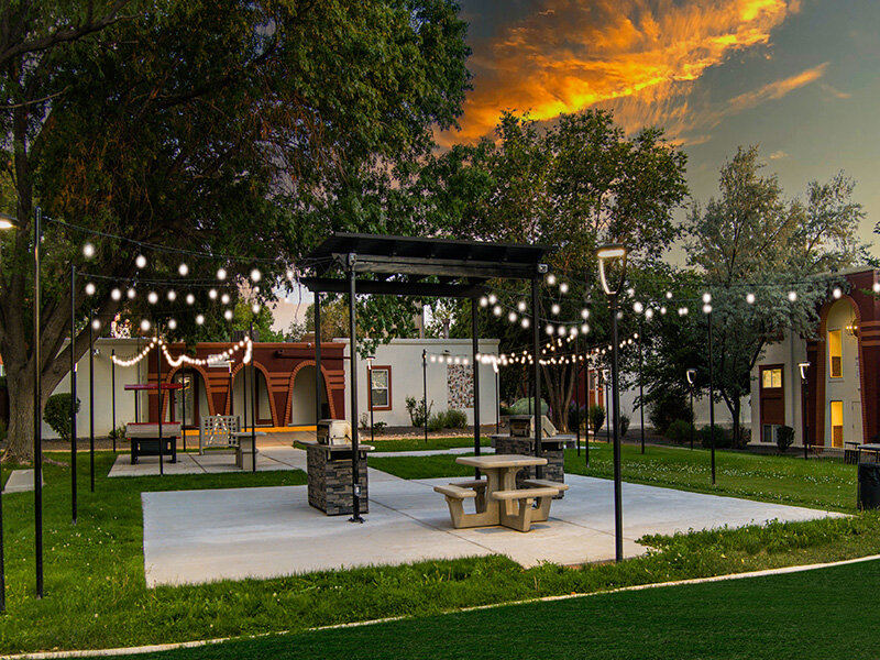 Exterior BBQ'S and Outdoor Seating with Patio Twinkle Lights | Artista