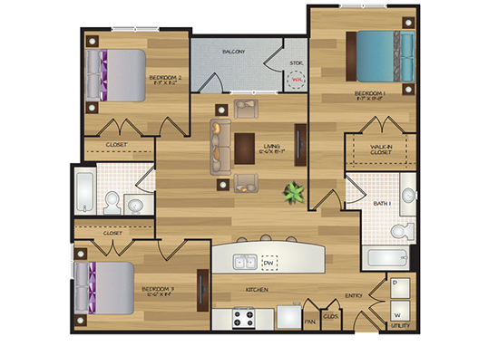Floorplan for Cascadia Apartments