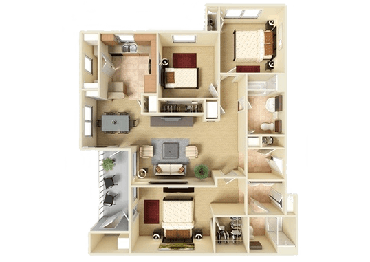 Floorplan for The Falls at Westover Hills Apartments