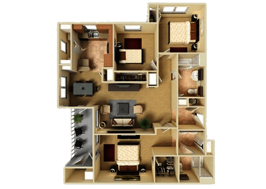 Floorplan for The Falls at Westover Hills Apartments