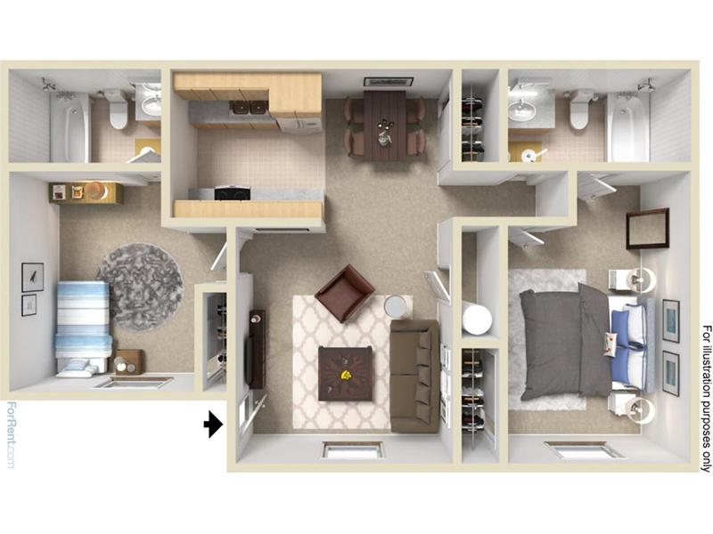 View floor plan image of 2 Bedroom 2 Bath apartment available now