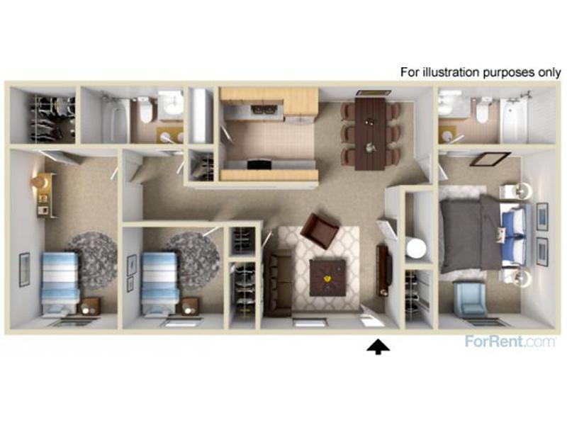 View floor plan image of 3 Bedroom 2 Bath Large apartment available now