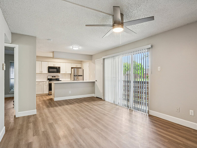 Front Room with Ceiling Fan | Villas on Rosemeade East