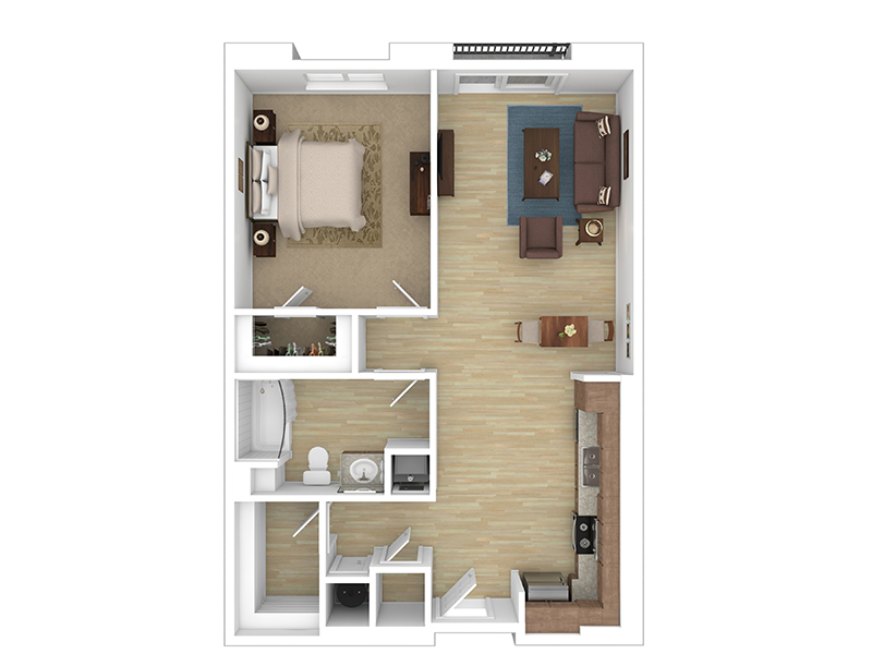 1 Bedroom B floor plan at The Reserve at Seabridge
