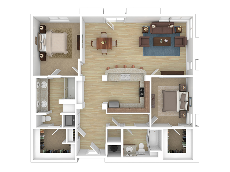 2 Bedroom - 1372 floor plan at The Reserve at Seabridge