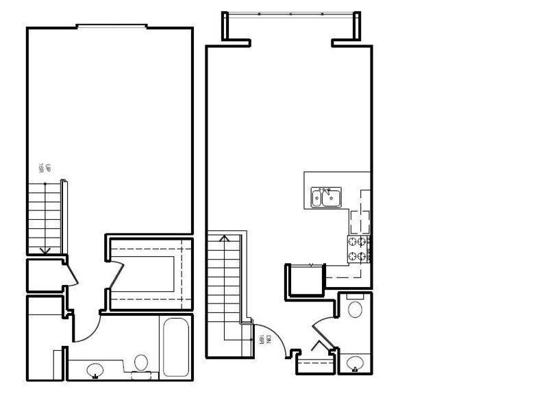 1 Bed 1.5 Bath + Bonus Room 961 floor plan at Pacific Place Apartments