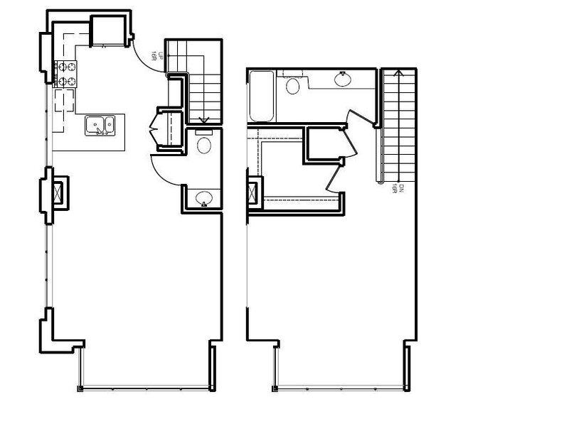 One Bedroom TH + Den 12 floor plan at Pacific Place Apartments