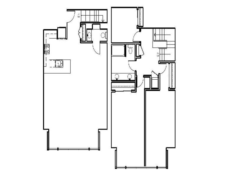 Two Bedroom TH + Den 17 floor plan at Pacific Place Apartments