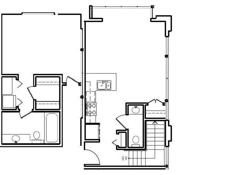 One Bedroom Townhome 3 floor plan at Pacific Place Apartments