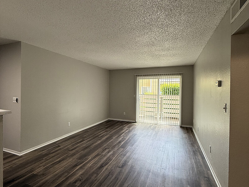 Living Room with Sliding Glass Door | 2x2B | Willow Ridge
