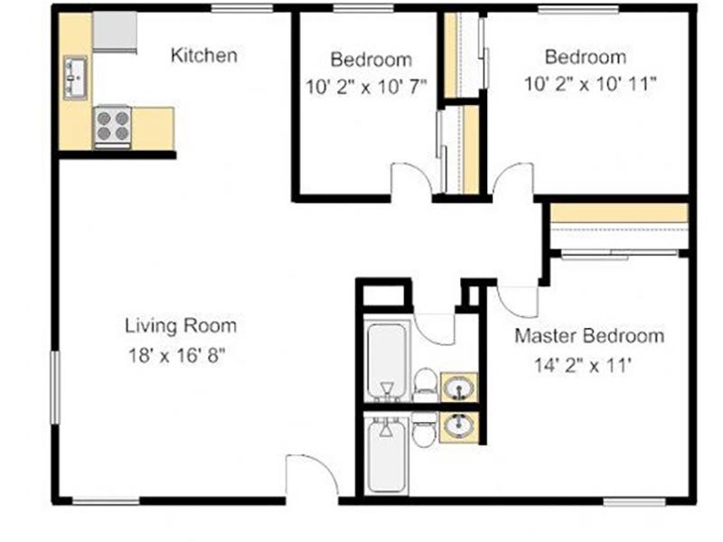 3 Bedroom 2 Bathroom R Floorplan