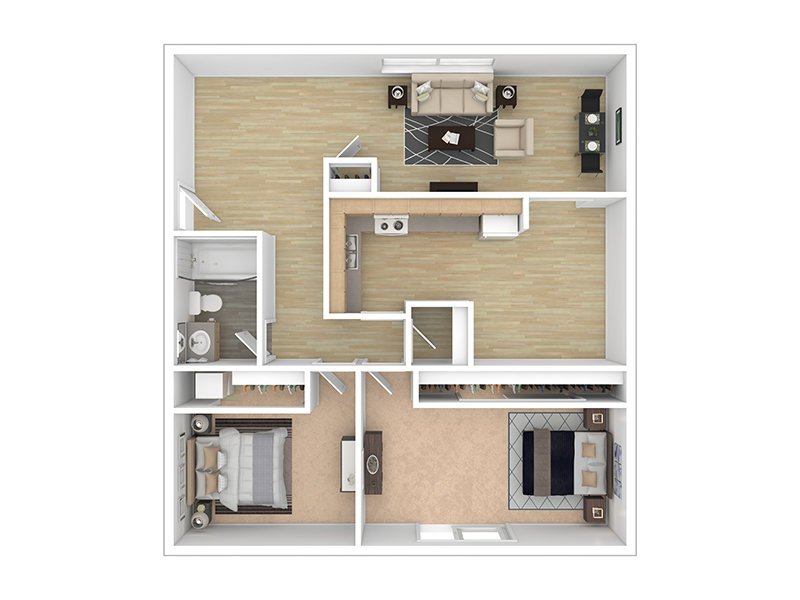 The Azlee Apartments Floor Plan 2 Bedroom 1 Bathroom