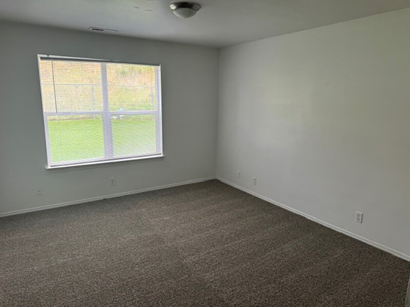 Carpeted Bedroom with Ceiling Light and Window | Mulberry Park