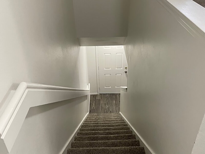 Carpeted Staircase with Door | Mulberry Park