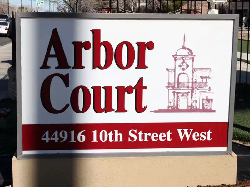 Welcome Sign | Arbor Court in Lancaster, CA